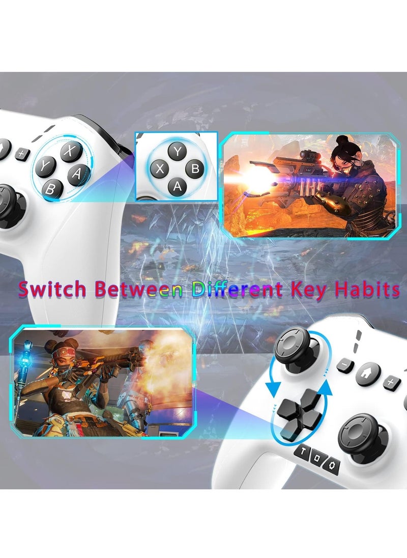 SYOSI - Bluetooth Controller for iPhone/Mobile Phone/Switch/Mac/iPad/Android/Laptop, Switch Pro Controller Gamepad Joystick for Apple Arcade MFi Games With Clip, Backbone and Trigger Keys, White&Black - Image 1