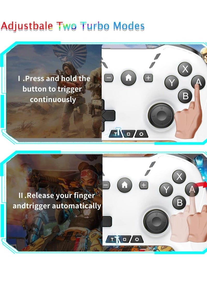SYOSI - Bluetooth Controller for iPhone/Mobile Phone/Switch/Mac/iPad/Android/Laptop, Switch Pro Controller Gamepad Joystick for Apple Arcade MFi Games With Clip, Backbone and Trigger Keys, White&Black - Image 1