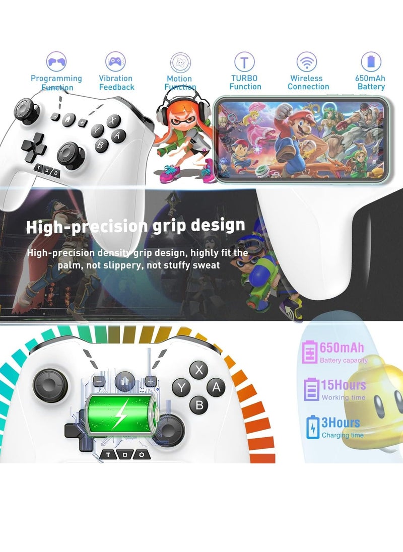 SYOSI - Bluetooth Controller for iPhone/Mobile Phone/Switch/Mac/iPad/Android/Laptop, Switch Pro Controller Gamepad Joystick for Apple Arcade MFi Games With Clip, Backbone and Trigger Keys, White&Black - Image 1
