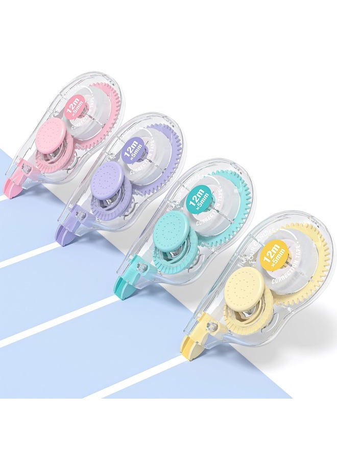Four Candies White Correction Tape, 39.4 Feet, 4 Pack Easy to Use Applicator for Instant Corrections, Tear-Resistant, Smooth & Quick-Drying Tape for Office & School Supplies - Image 1