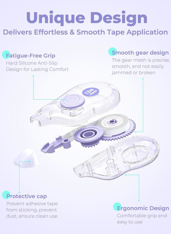 Four Candies White Correction Tape, 39.4 Feet, 4 Pack Easy to Use Applicator for Instant Corrections, Tear-Resistant, Smooth & Quick-Drying Tape for Office & School Supplies - Image 4