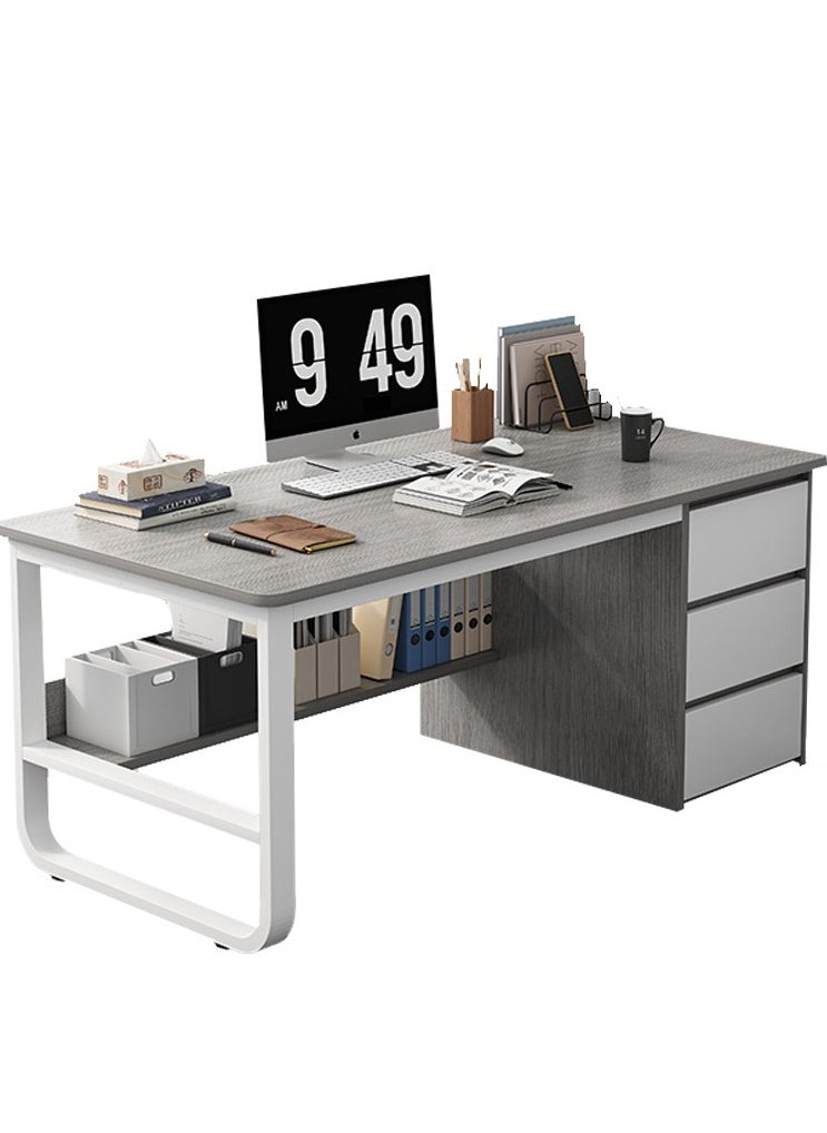 CityRiya-Long Computer Desk, Gaming Desk, Home Office Desk Work Table, Executive Desk with Storage Cabinet, 100*50*73cm Laptop PC Desk Study Writing Table,  Large Workstation Business Furniture  - Image 1