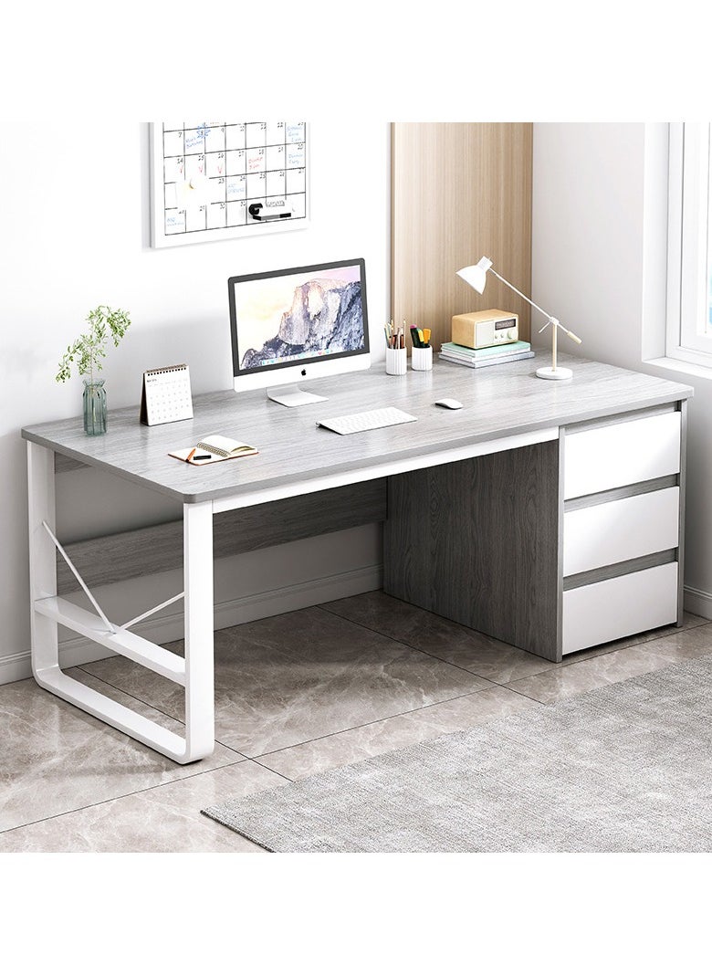CityRiya-Long Computer Desk, Gaming Desk, Home Office Desk Work Table, Executive Desk with Storage Cabinet, 100*50*73cm Laptop PC Desk Study Writing Table,  Large Workstation Business Furniture  - Image 2