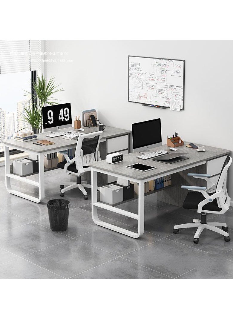 CityRiya-Long Computer Desk, Gaming Desk, Home Office Desk Work Table, Executive Desk with Storage Cabinet, 100*50*73cm Laptop PC Desk Study Writing Table,  Large Workstation Business Furniture  - Image 3