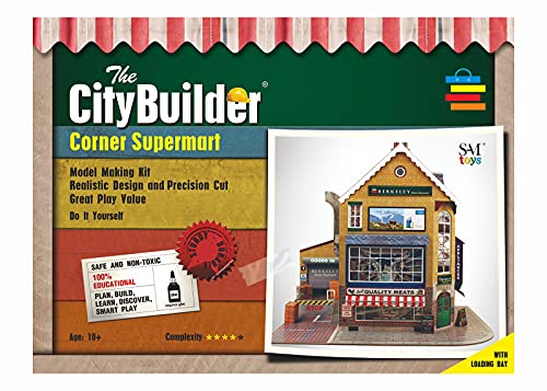 The CityBuilder Corner SUPERMART Cardboard Model Making Kit - O Scale Model Railroad Building - Image 1
