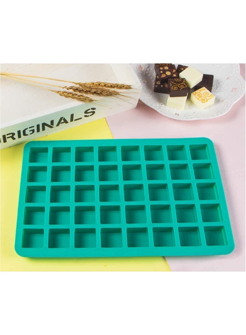 sokany Silicone Chocolate Mould, 40 Cavity Square Baking Mould, 3D Silicone Baking Pan for Homemade Caramels, Hard Candies, Chocolate Truffles, Keto Fat Bombs, Fudge, DIY Jelly, Pralines (Green) - Image 3