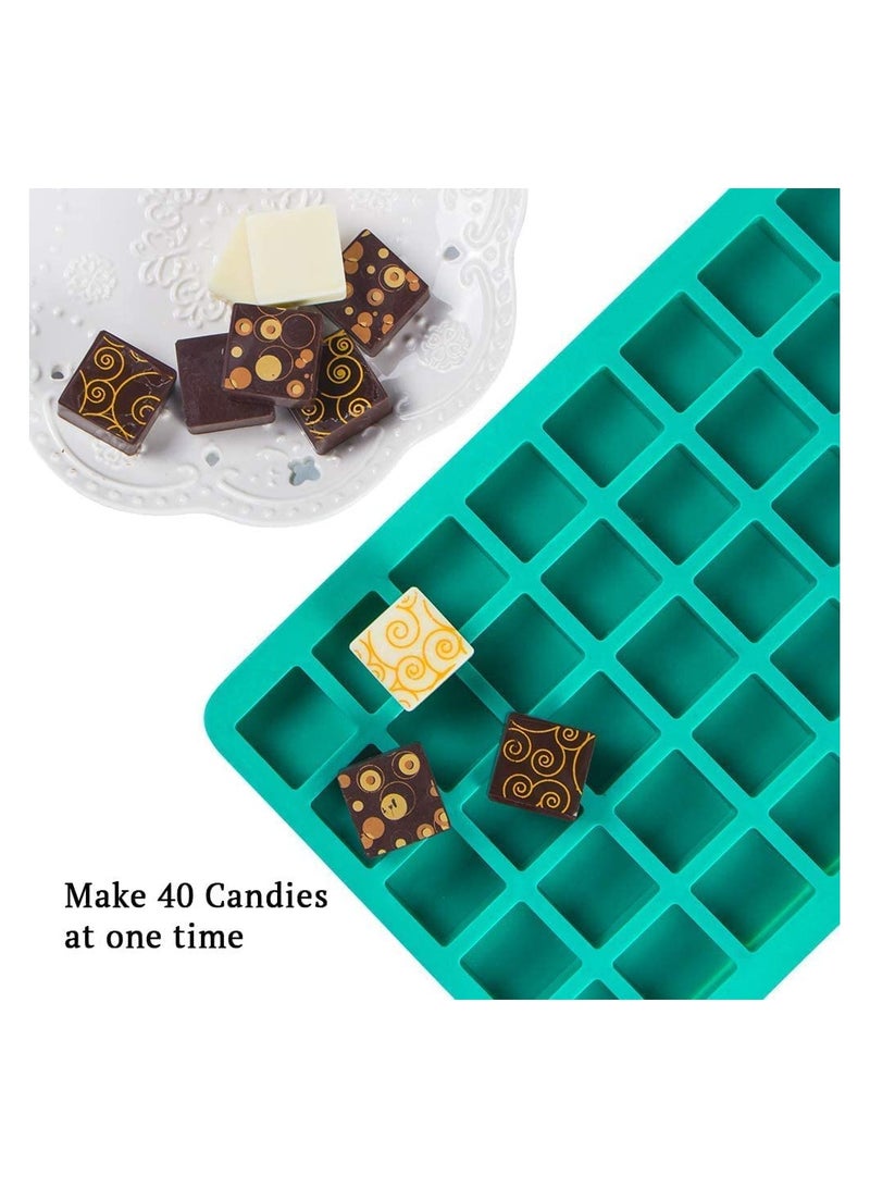 sokany Silicone Chocolate Mould, 40 Cavity Square Baking Mould, 3D Silicone Baking Pan for Homemade Caramels, Hard Candies, Chocolate Truffles, Keto Fat Bombs, Fudge, DIY Jelly, Pralines (Green) - Image 4