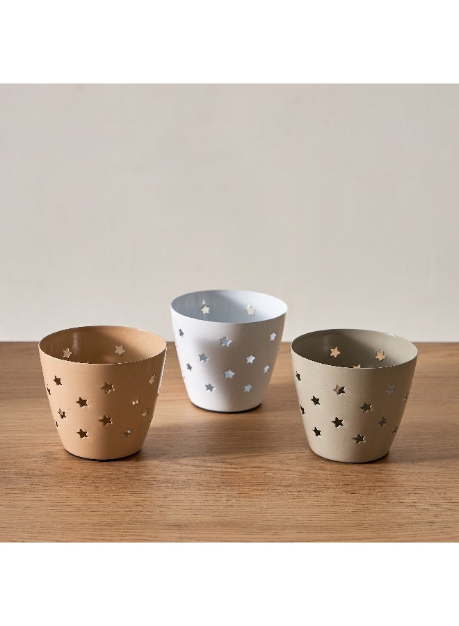 Home Box مجموعة شموع معدنية من 3 قطع 8.5 × 7.5 × 8.5 سم - Image 2