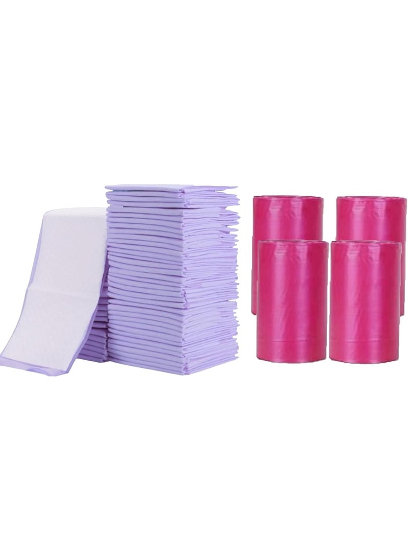 Cute 'n' Cuddle Cute 'n' Cuddle 60 Pcs Disposable Changing Mat Lavender 60cmX45cm With 60 Disposable Scented bags Red  - Image 1
