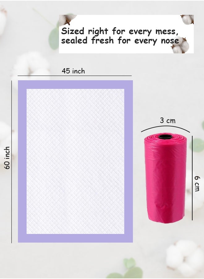 Cute 'n' Cuddle Cute 'n' Cuddle 60 Pcs Disposable Changing Mat Lavender 60cmX45cm With 60 Disposable Scented bags Red  - Image 2