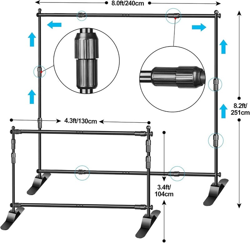 EMART Photo Backdrop Stand,Banner Stand for Photography-8x8ft/2.4x2.4m(WxH) - Image 2
