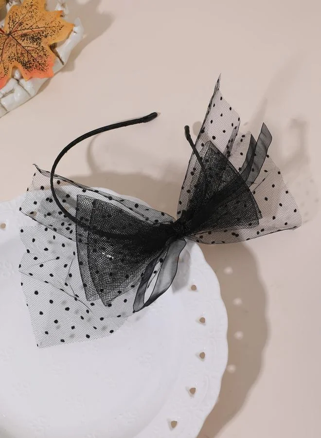 تايك تو طوق رأس مزين بربطة وشبك بطبعة نقاط