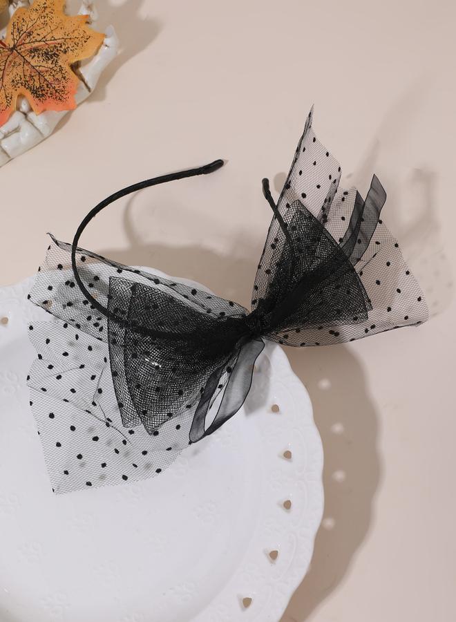 تايك تو طوق رأس مزين بربطة وشبك بطبعة نقاط - Image 2