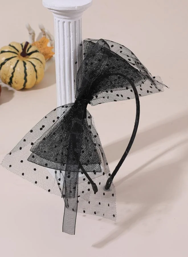 تايك تو طوق رأس مزين بربطة وشبك بطبعة نقاط