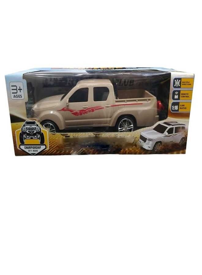 Remote Control (Off-Road) - 1:16 Scale -Beige Colored Pickup Truck with Minimal Red Accents - Image 1