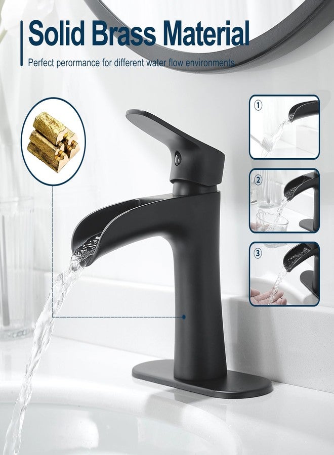 VOTON Black Bathroom Faucets Single Handle Waterfall Sink Faucet One Hole or Three Holes with Deck Mount Vanity Farmhouse RV Vessel Basin Faucet - Image 3
