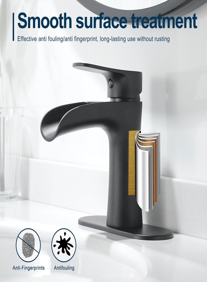 VOTON Black Bathroom Faucets Single Handle Waterfall Sink Faucet One Hole or Three Holes with Deck Mount Vanity Farmhouse RV Vessel Basin Faucet - Image 5