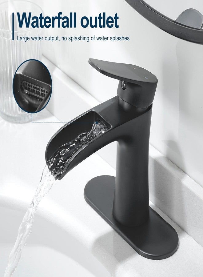 VOTON Black Bathroom Faucets Single Handle Waterfall Sink Faucet One Hole or Three Holes with Deck Mount Vanity Farmhouse RV Vessel Basin Faucet - Image 2