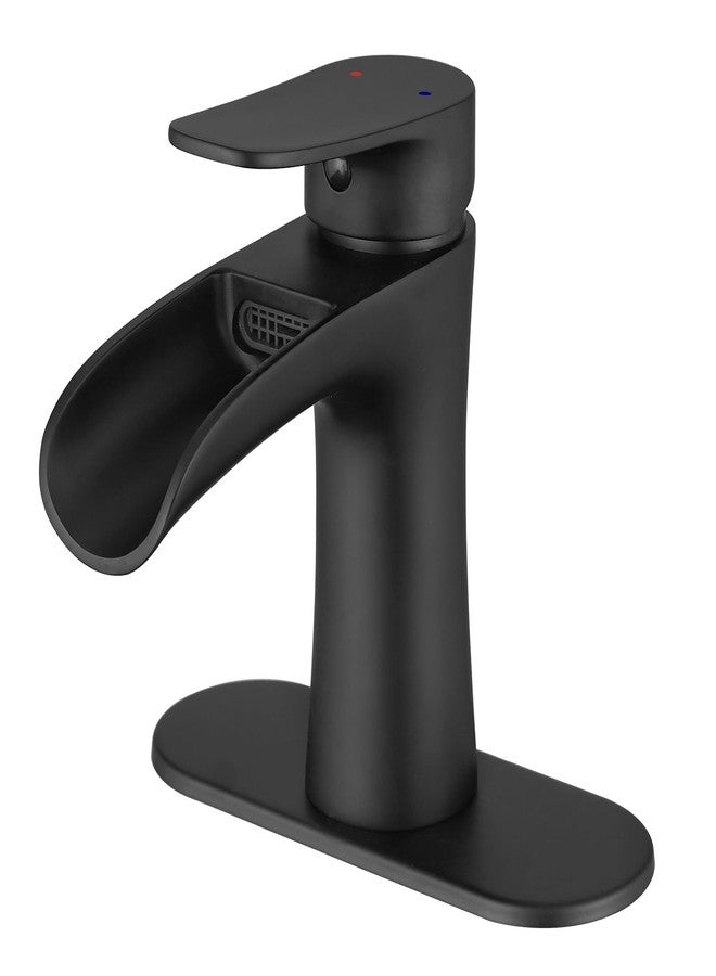 VOTON Black Bathroom Faucets Single Handle Waterfall Sink Faucet One Hole or Three Holes with Deck Mount Vanity Farmhouse RV Vessel Basin Faucet - Image 1