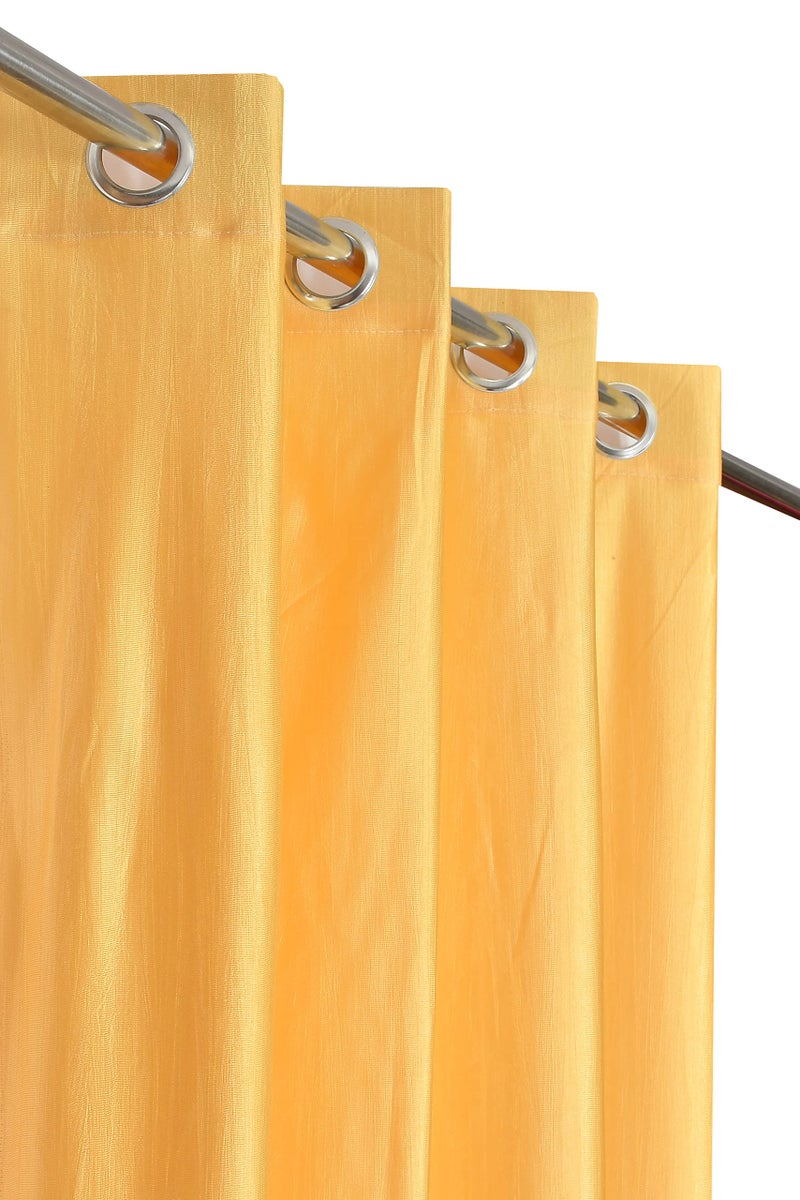 Yarnis Floral Printed Light-Filtering Curtains 9 Feet Long for Long Door Living Room, Brown & Yellow, Combo Pack of 4, Parda - Image 3