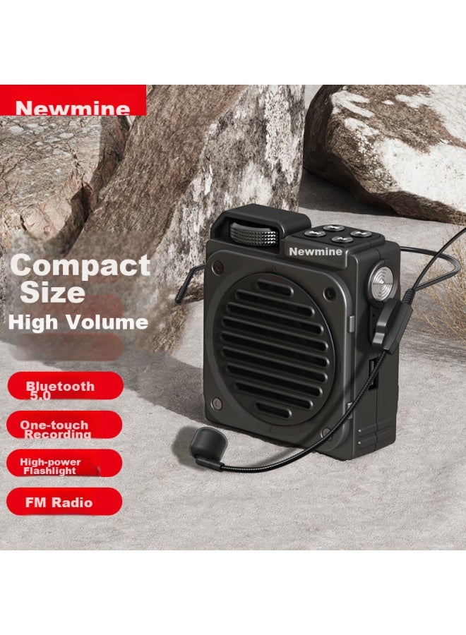 Newmine Ms12 Little Bee Amplifier, Teacher-specific Loudspeaker, Tour Guide Waist-mounted Bluetooth Speaker, Mini Portable Promotional Lecturing Teaching Megaphone, High Volume, Black - Image 1
