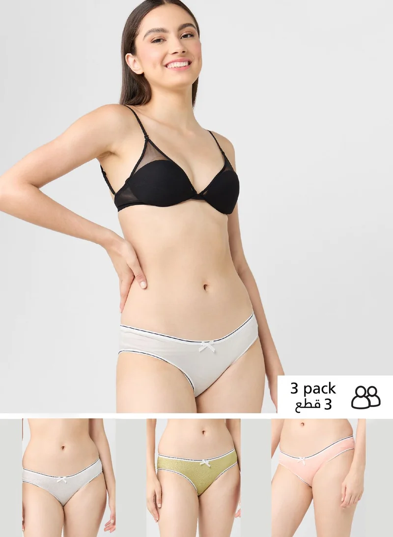 Ginger 3 Pack Contrast Band Hipster Brief