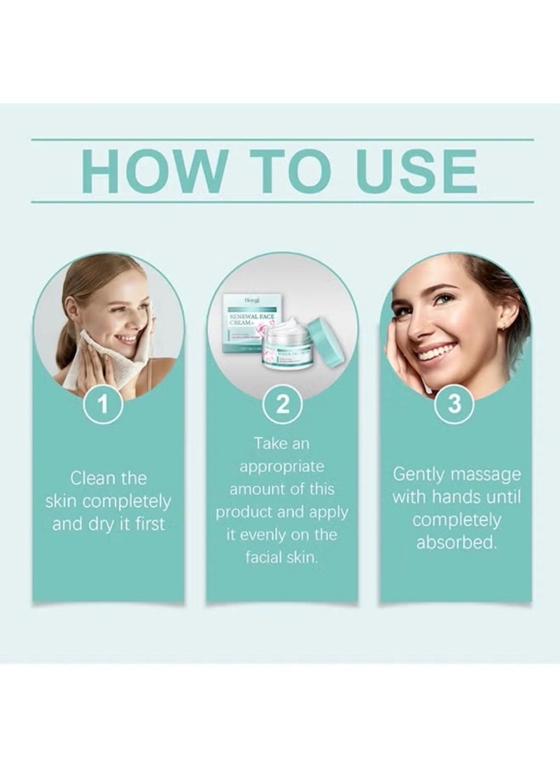 Hoygi Renewal Face Cream, Renewal Face Cream Anti-Wrinkle Skin Repair Face Cream, Brightening Facial Cream, Dark Spots Cream,Face Wrinkle Cream for All Skin Types - Image 5