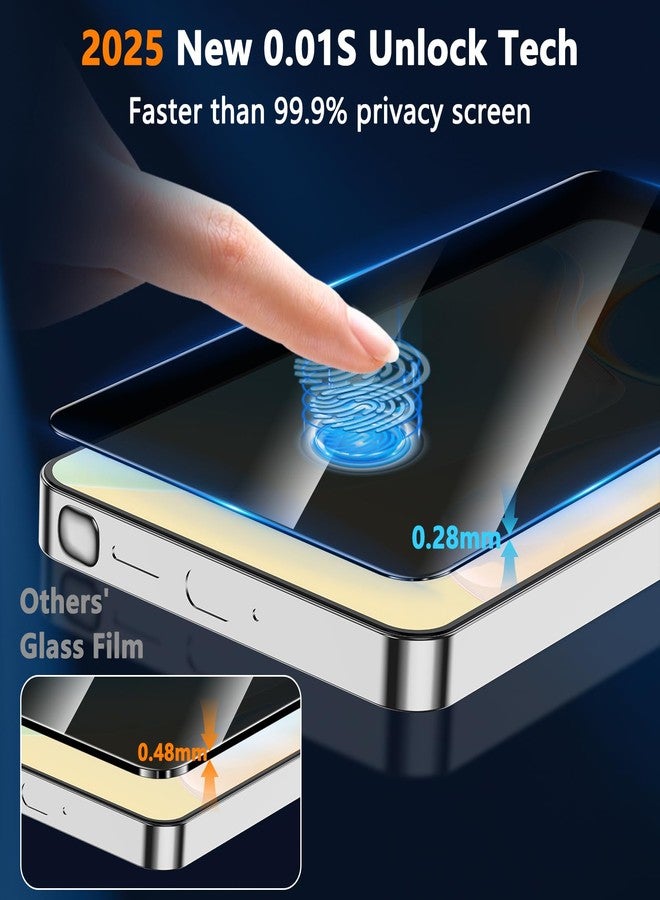 YWXTW EZ Unlock for Samsung Galaxy S25 Plus Privacy Screen Protector, [0.01S Ultrasonic Fingerprint Support] [Not Glass] 23° Anti Spy Private S25 Plus Screen Protector Case Friendly, 2 Pack - Image 2