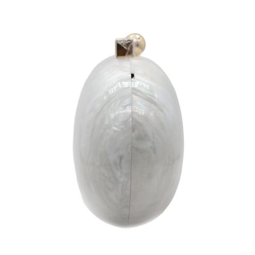 GSYPS Acrylic Evening Clutch Bag for Women Shell Shape Shoulder Crossbody Bag Glitter Marble Purse Handbag Pearl White - Image 3
