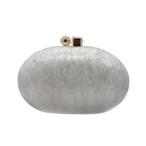 GSYPS Acrylic Evening Clutch Bag for Women Shell Shape Shoulder Crossbody Bag Glitter Marble Purse Handbag Pearl White - Image 1