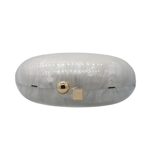 GSYPS Acrylic Evening Clutch Bag for Women Shell Shape Shoulder Crossbody Bag Glitter Marble Purse Handbag Pearl White - Image 4