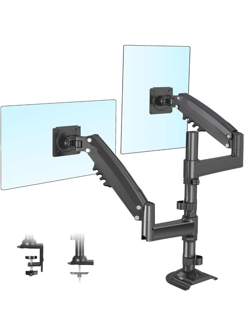 Generic Dual Monitor Desk Mount, Adjustable Gas Spring Stand for 17'' to 27'' Screens - Max Load 19.8 lbs per Arm, VESA 75/100 - Monitor Arm H180  - Image 1