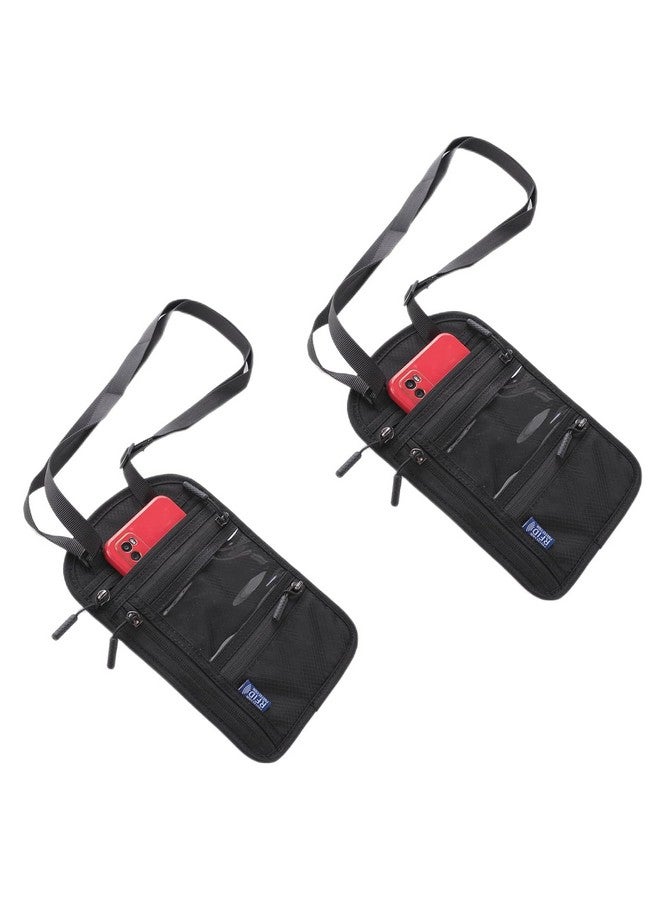 Kuber Industries Kuber Industries Paspport Holder for Men & Women|Multifunction Passport Cover Bag|Nylon Passport Pouch for Luggage-Pack of 2 (Black) - Image 1