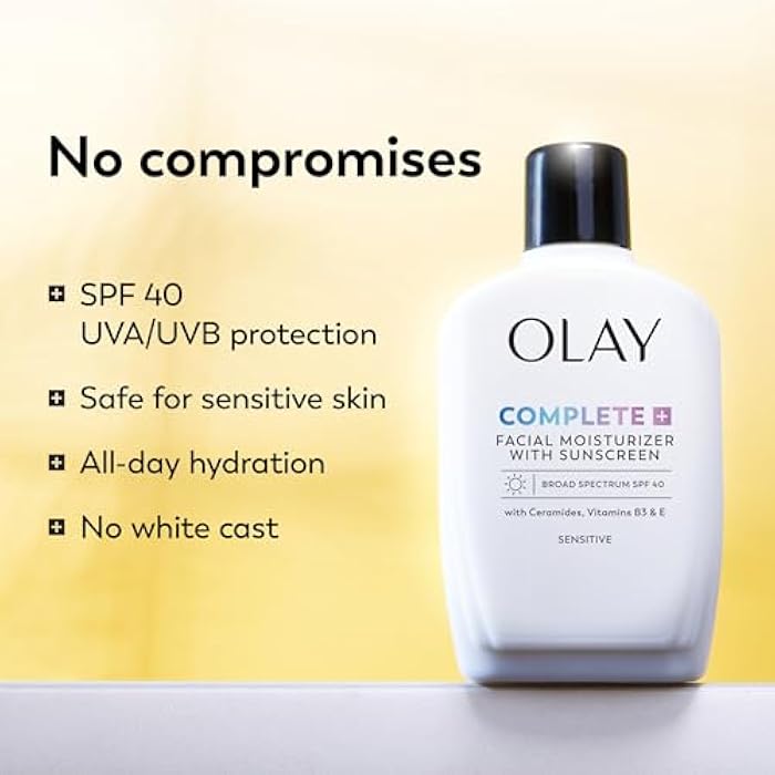 Olay Complete+ Face Moisturizer with Sunscreen SPF 40, For Sensitive Skin, Broad Spectrum Sun Protection, Fragrence-Free - No White Cast on All Tones, Nourishes Moisture Barrier - Ceramides, 6 Oz - Image 3