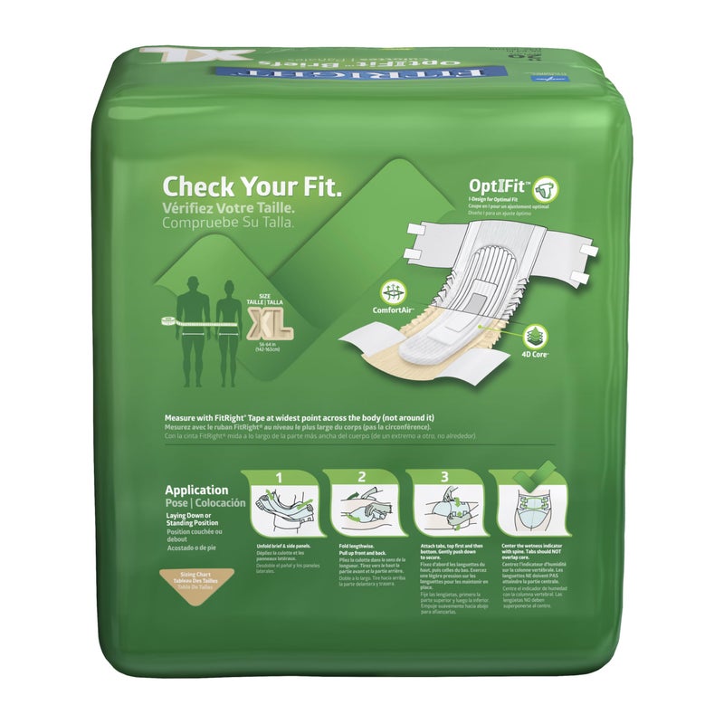 FitRight Adult Diapers, Extra Heavy Absorbency, XL (Waist Size 56in-64in), 80 Count, OptiFit Incontinence Briefs for Men and Women, Disposable, Moisture Wicking, Leak Protection, - Image 2