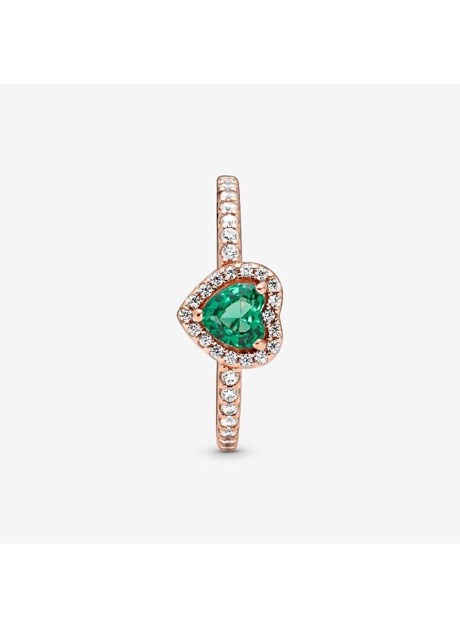 DORA Brilliant Three-Dimensional Heart-Shaped Green Gemstone Ring - Image 3