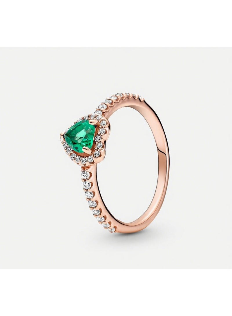 DORA Brilliant Three-Dimensional Heart-Shaped Green Gemstone Ring - Image 1