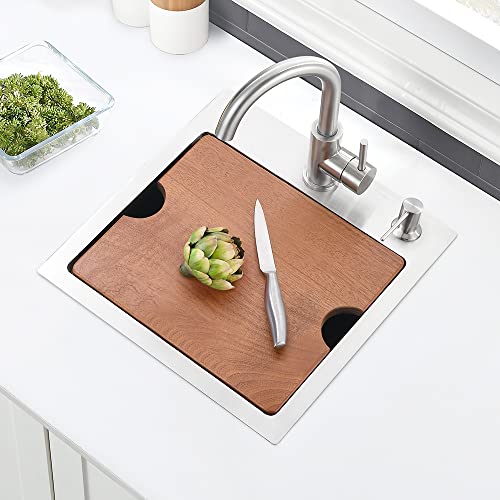 VASOYO 15 Inch Bar Sink Drop In Workstation-VASOYO 15x15 Small Kitchen Sink Drop In Topmount 16 Gauge Stainless Steel Bar Prep Sinks Outdoor Rv Kitchen Sinks Single Bowl Island Basin with Cutting Board - Image 2