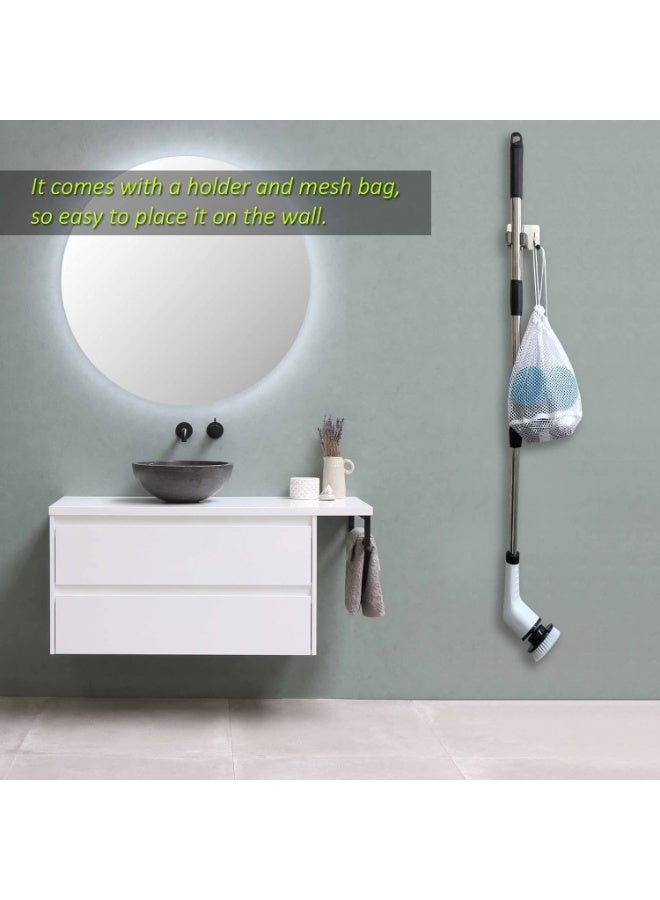 MUNTAQI 9-in-1 Electric Spin Scrubber Cordless Cleaning Brush with 9 Replaceable Heads, Adjustable Extension Handle, Powerful Bathroom Shower Tub Tile Floor Scrubber, IPX7 Waterproof, Rechargeable - Image 3