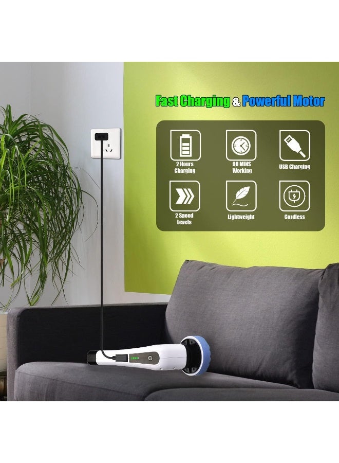 MUNTAQI 9-in-1 Electric Spin Scrubber Cordless Cleaning Brush with 9 Replaceable Heads, Adjustable Extension Handle, Powerful Bathroom Shower Tub Tile Floor Scrubber, IPX7 Waterproof, Rechargeable - Image 2