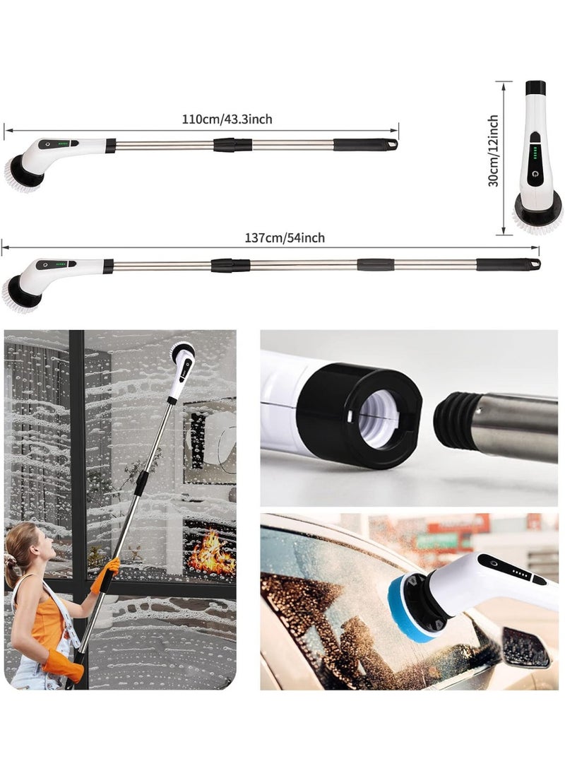 MUNTAQI 9-in-1 Electric Spin Scrubber Cordless Cleaning Brush with 9 Replaceable Heads, Adjustable Extension Handle, Powerful Bathroom Shower Tub Tile Floor Scrubber, IPX7 Waterproof, Rechargeable - Image 4