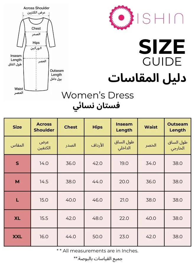 Ishin  Women'S Yellow 100% Cotton Embroidered Knee Length Smock Straight Fit Dress for Women | Best Price UAE