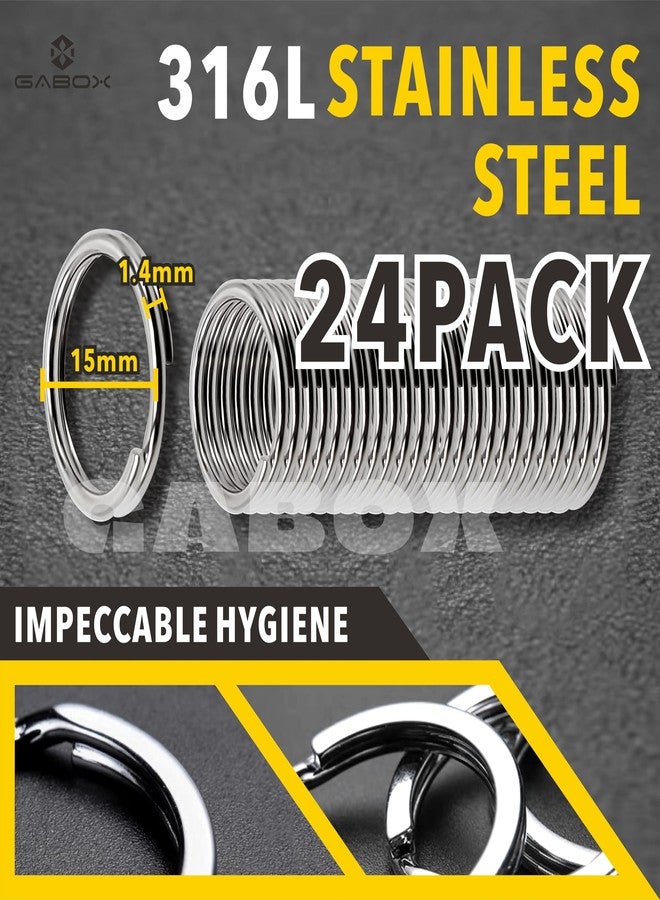 GABOX 24 Pcs Medical-Grade 316L Stainless Steel Key Rings, Ideal for Marine Enthusiasts Pet Accessories Dog Tag Home Car Keys DIY Craft Attachment (316LSS 15mm total 24pcs) - Image 4