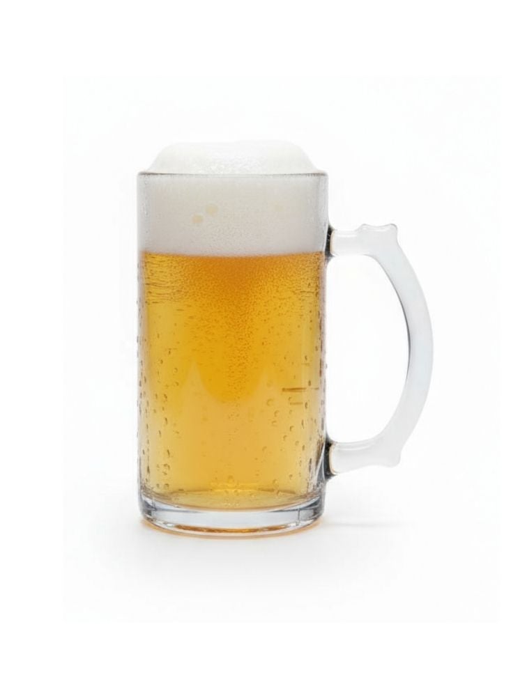 بريميم كوب بيرة بمقبض بتصميم نورديك مُجمّد – كأس زجاجي سميك وثقيل للمشروبات الفاخرة - Image 1