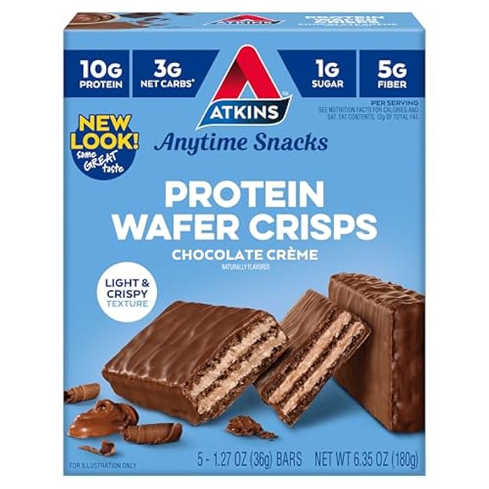 Atkins Chocolate Crème Protein Wafer Crisps, Protein Dessert, 4g Net Carb, 1g Sugar, High in Fiber, Keto Friendly, 5 Count - Image 1