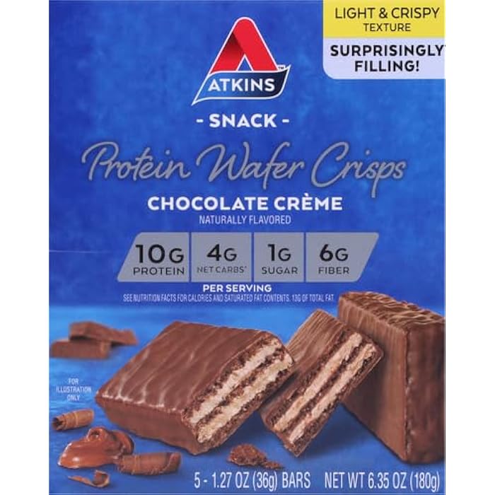 Atkins Chocolate Crème Protein Wafer Crisps, Protein Dessert, 4g Net Carb, 1g Sugar, High in Fiber, Keto Friendly, 5 Count - Image 4