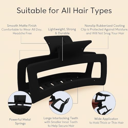 Cerrito Hair Claw Clips for Women Girls – 4 Pcs Large Strong Hold Clamps for Thick Thin Hair, Matte Nonslip, Neutral Claw, Styling Hair Clutcher, Hair Accessories, Ponytail Holder, Multicolor - Image 4