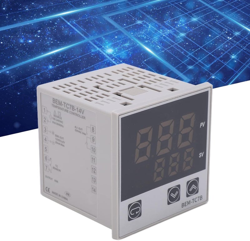 جهاز تحكم في درجة الحرارة بتقنية PID رقمي، جهد 100-240 فولت تيار متردد، مزود بمفتاح إنذار لمحركات الأجهزة المنزلية - تحكم ذكي، دقة عالية في قياس درجة الحرارة، تطبيقات متعددة (BEM-TC7B-14V) - Image 3