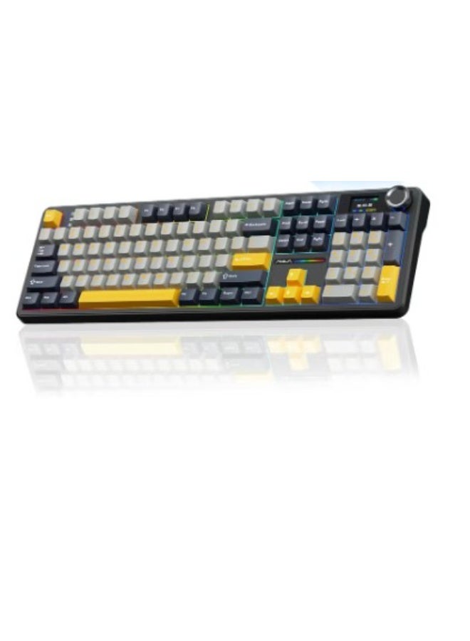 AULA F108 PRO - Wireless Mechanical Keyboard with Screen & Knob, Full Size Keyboard with 8000mAh Battery, Pre-lubed Reaper Switch, Side Printed PBT Keycaps, RGB Backlit Hot Swappable Custom Gaming Keyboards - Image 1