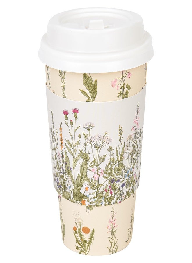 AimFun 50Pcs Floral Disposable Coffee Cups with Lids and Sleeves Vintage Botanical Herb 12oz To Go Party Paper Drinking Cups for Spring Summer Birthday Weddings Bridal Shower Party Supplies - Image 1